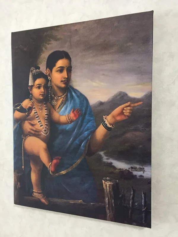 Yashoda_showing_Bal-krishna_Cows,_1870,_A_Raja_Ravi_Varma_Painting,_Framed_Canvas,_Multicolor