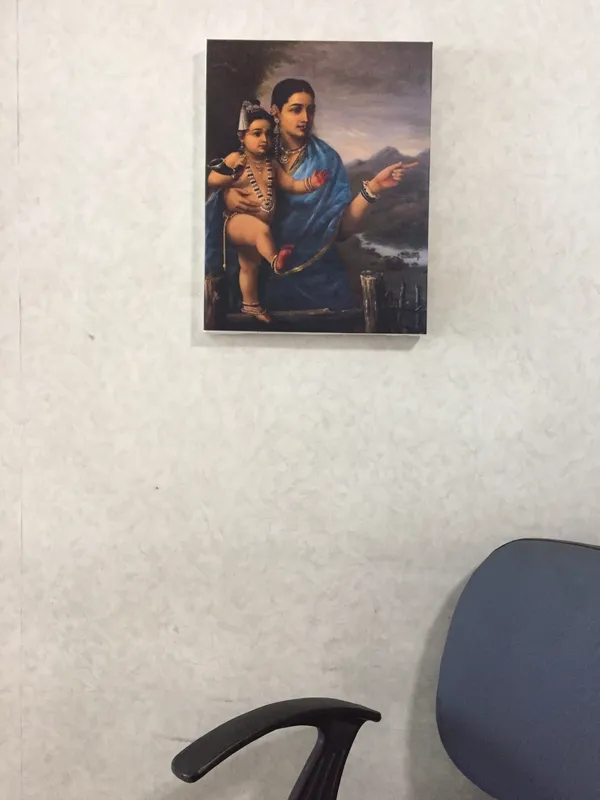 Yashoda_showing_Bal-krishna_Cows,_1870,_A_Raja_Ravi_Varma_Painting,_Framed_Canvas,_Multicolor