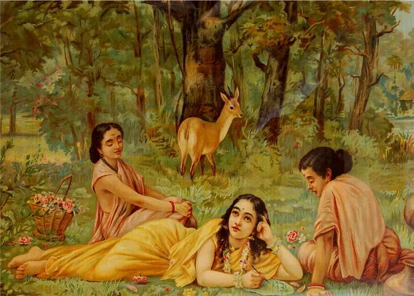Shakuntala's_Letter_to_Dushyant_(1876),_A_Raja_Ravi_Varma_Painting,_Unframed_Canvas_Print,_Multicolor