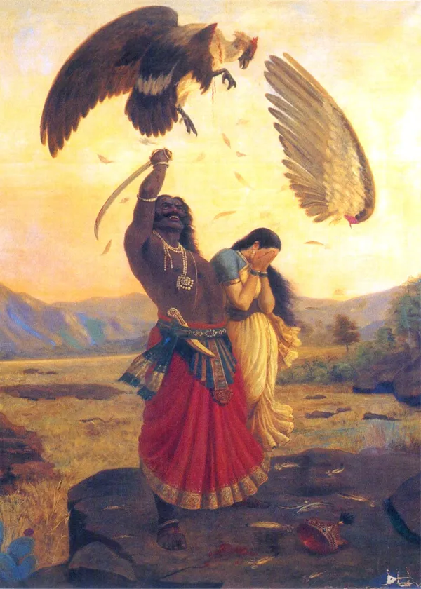 Ravan,_Seeta_&_Jatayu_(1890),_A_Raja_Ravi_Varma_Painting,_Unframed_Canvas_Print,_Multicolor