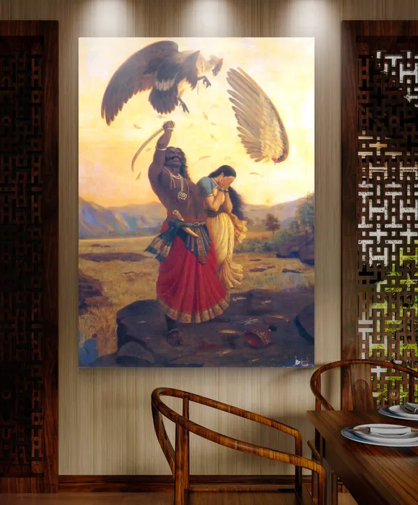 Ravan,_Seeta_&_Jatayu_(1890),_A_Raja_Ravi_Varma_Painting,_Unframed_Canvas_Print,_Multicolor