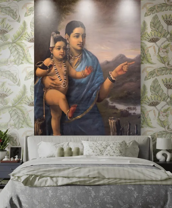 Yashoda_Pointing_out_to_Balakrishna_Cows_(1870),_A_Raja_Ravi_Varma_Painting,_Unframed_Canvas_Print,_Multicolor