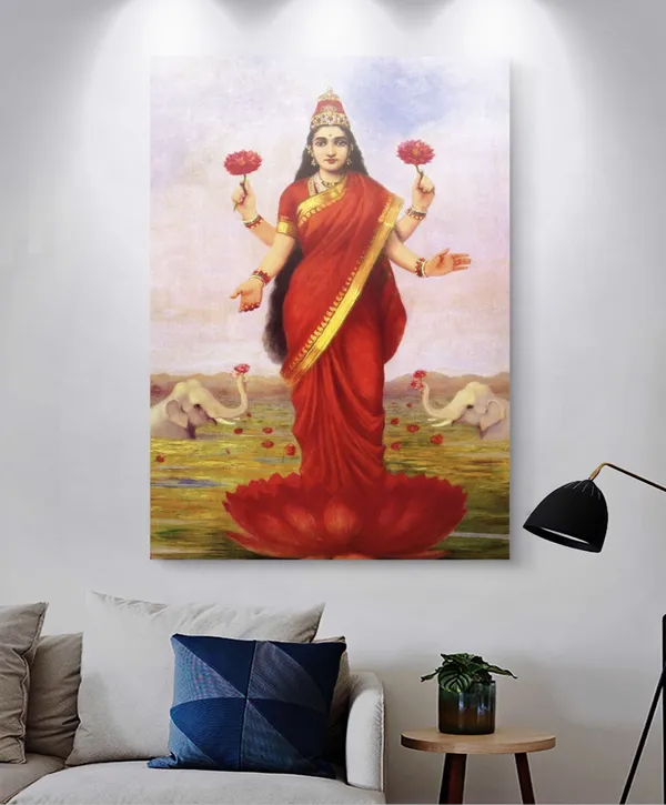 Lakshmi_(1896),_A_Raja_Ravi_Varma_Painting,_Unframed_Canvas_Print,_Multicolor