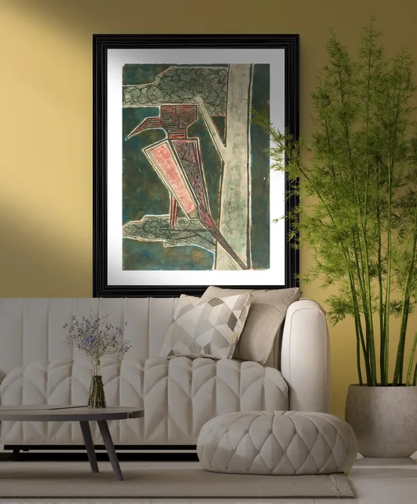 Bird_on_a_Tree_(Geometry_form)_-_A_Painting_by_Rabindranath_Tagore,_Wall_Decor,_Framed,_Multicolor