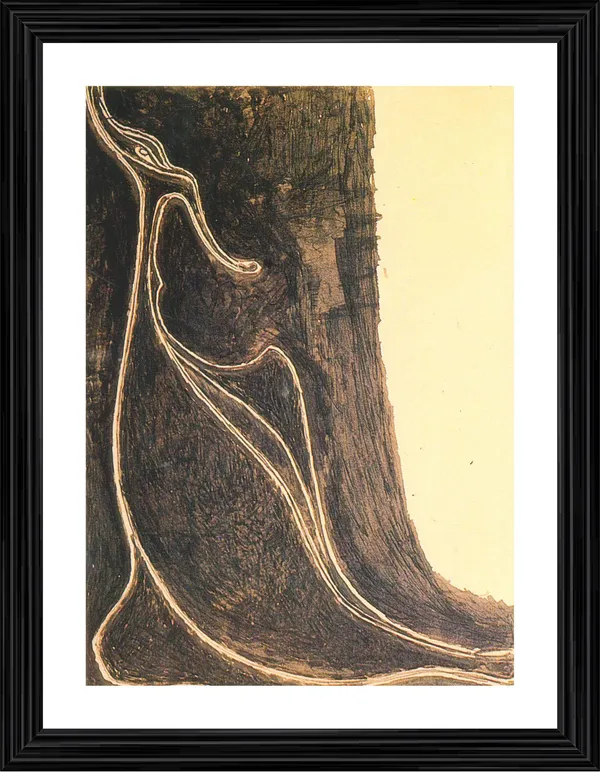 Bird_on_a_Tree_(Wave_form)_-_A_Painting_by_Rabindranath_Tagore,_Wall_Decor,_Framed,_Multicolor