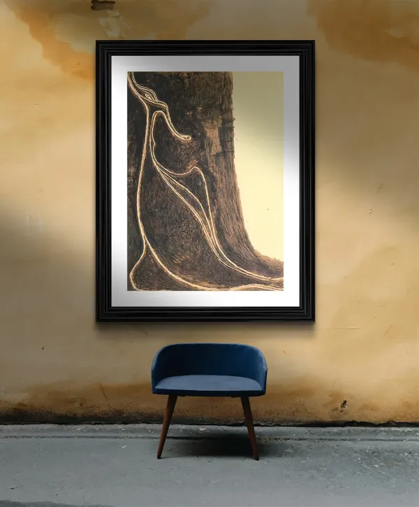 Bird_on_a_Tree_(Wave_form)_-_A_Painting_by_Rabindranath_Tagore,_Wall_Decor,_Framed,_Multicolor