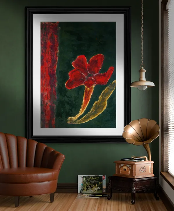 A_Flower_in_Abstract_-_A_Painting_by_Rabindranath_Tagore,_Wall_Decor,_Framed,_Multicolor