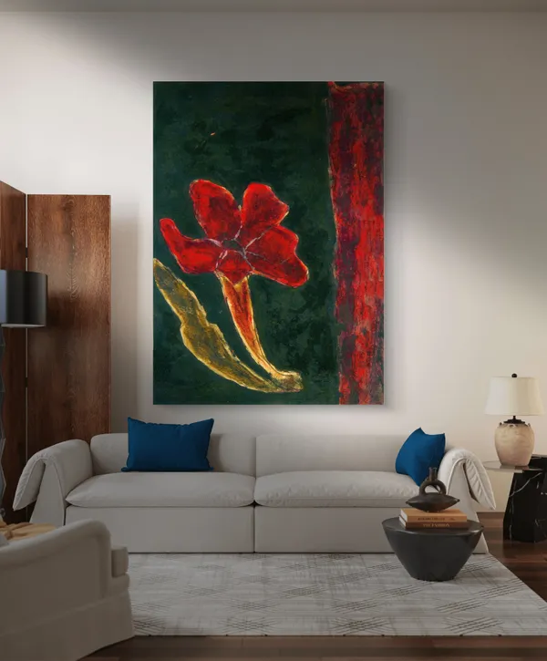 A_Flower_in_Abstract_-_A_Painting_by_Rabindranath_Tagore,_Wall_Decor,_Framed_Canvas,_Multicolor