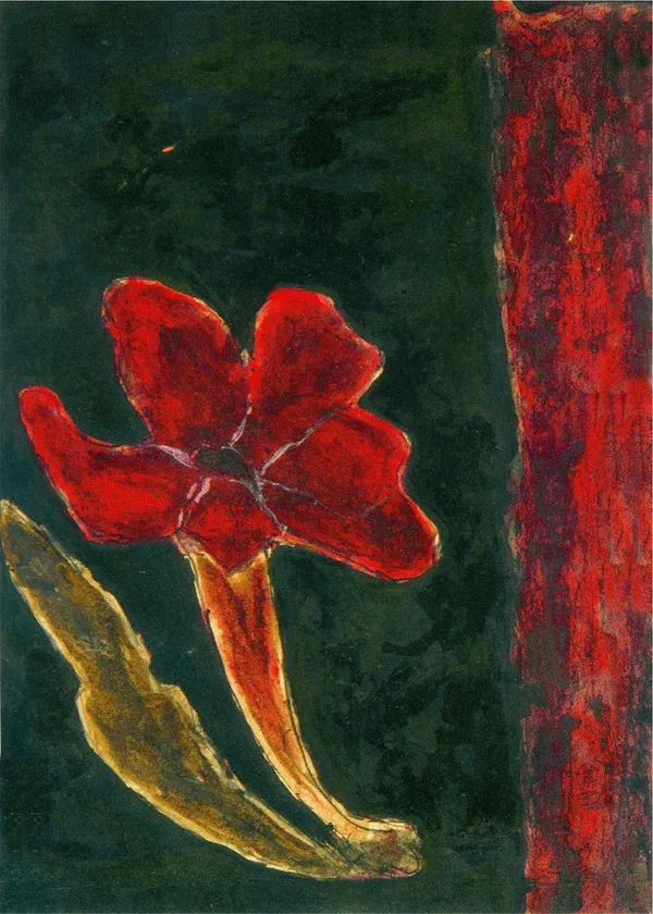 A_Flower_in_Abstract_-_A_Painting_by_Rabindranath_Tagore,_Wall_Decor,_Framed_Canvas,_Multicolor