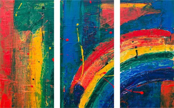 Abstract_Theme_Modern_Art_Painting,_Wall_D�cor,_Framed_Canvas,_Set_of_3,_9"x18"_each,_Multicolor