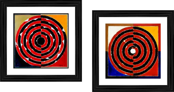 Bindu_Series-_The_Sun-_Paintings_by_S._H._Raza,_Wall_Decor,_Framed,_Set_of_2-_15"x15"_each,_Multicolor