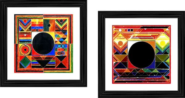 Bindu_Series-_Rangoli-_Paintings_by_S._H._Raza,_Wall_Decor,_Framed,_Set_of_2-_15"x15"_each,_Multicolor