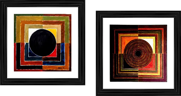 Bindu_Series-_Mruttika-_Paintings_by_S._H._Raza,_Wall_Decor,_Framed,_Set_of_2-_15"x15"_each,_Multicolor