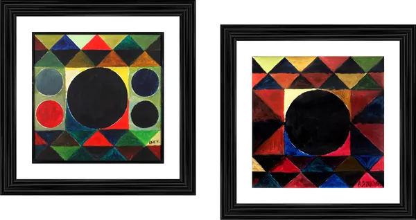 Bindu_Series-_Tribhuj_Sansar-_Paintings_by_S._H._Raza,_Wall_Decor,_Framed,_Set_of_2-_15"x15"_each,_Multicolor