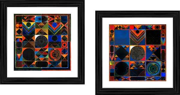 Shrishti_(The_Universe)-_Paintings_by_S._H._Raza,_Wall_Decor,_Framed,_Set_of_2-_15"x15"_each,_Multicolor