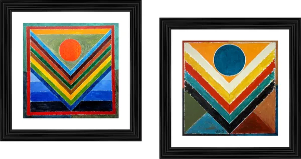 Panchtatva_(Five_Elements)-_Paintings_by_S._H._Raza,_Wall_Decor,_Framed,_Set_of_2-_15"x15"_each,_Multicolor