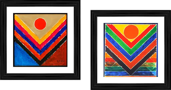 Panchatatva_(Ankuran)-_Paintings_by_S._H._Raza,_Wall_Decor,_Framed,_Set_of_2-_15"x15"_each,_Multicolor