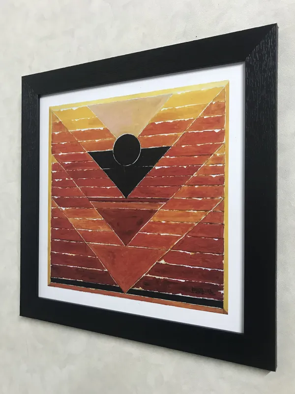 Pujan_(The_Worship)-_Paintings_by_S._H._Raza,_Wall_Decor,_Framed,_Set_of_2-_15"x15"_each,_Multicolor