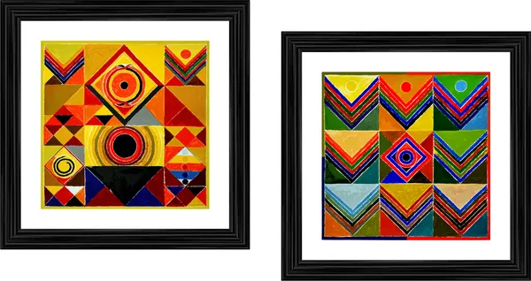 Kriti_(An_Act)-_Paintings_by_S._H._Raza,_Wall_Decor,_Framed,_Set_of_2-_15"x15"_each,_Multicolor
