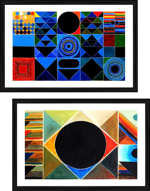 The_Gestation_and_the_Germination-_Paintings_by_S._H._Raza,_Wall_Decor,_Framed,_Set_of_2,_Multicolor