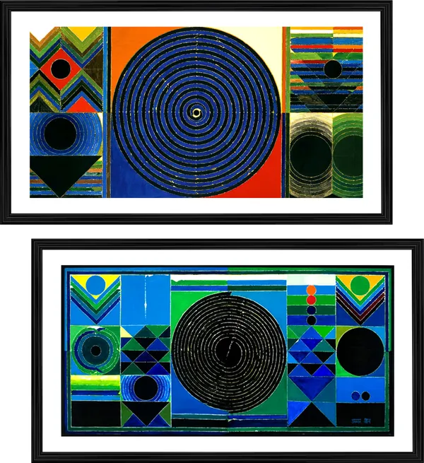 Kundalini_(The_Spiritual_Power)-_Paintings_by_S._H._Raza,_Wall_Decor,_Framed,_Set_of_2,_Multicolor
