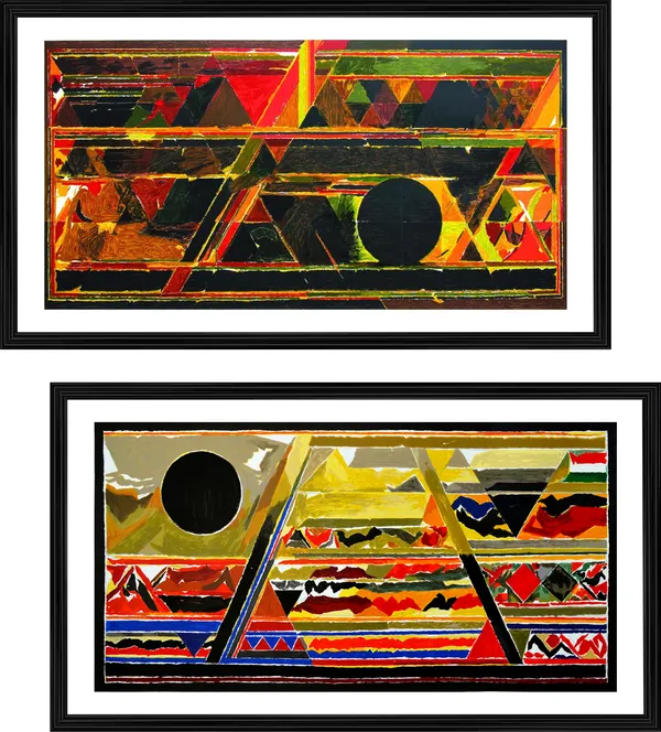 Bharat_Bhoomi-_Paintings_by_S._H._Raza,_Wall_Decor,_Framed,_Set_of_2,_Multicolor