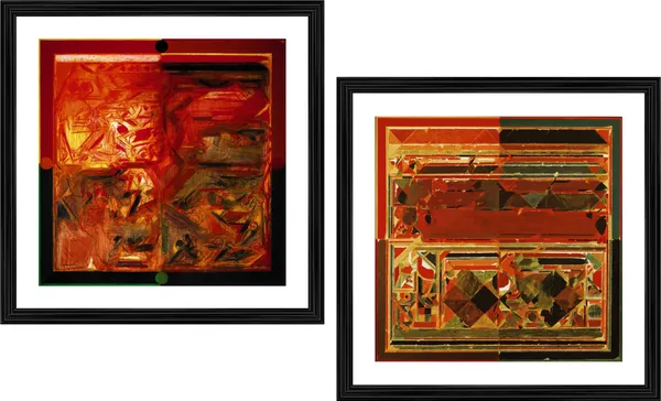 Rajasthan_&_Saurashtra-_Paintings_by_S._H._Raza,_Wall_Decor,_Framed,_Set_of_2-_15"x15"_each,_Multicolor