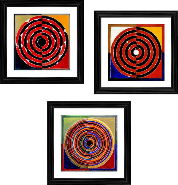 Bindu_Series-_The_Sun-__Paintings_by_S._H._Raza,_Wall_Decor,_Framed,_Set_of_3-_12"x12"_each,_Multicolor