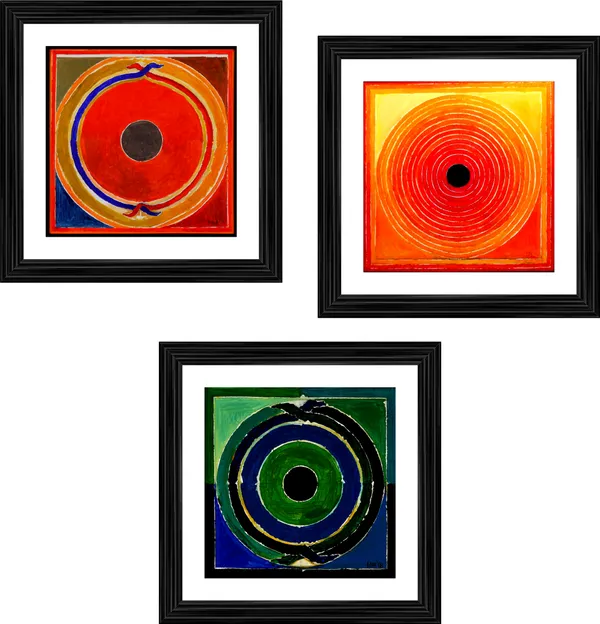 Bindu_Series-_Yugal-__Paintings_by_S._H._Raza,_Wall_Decor,_Framed,_Set_of_3-_12"x12"_each,_Multicolor
