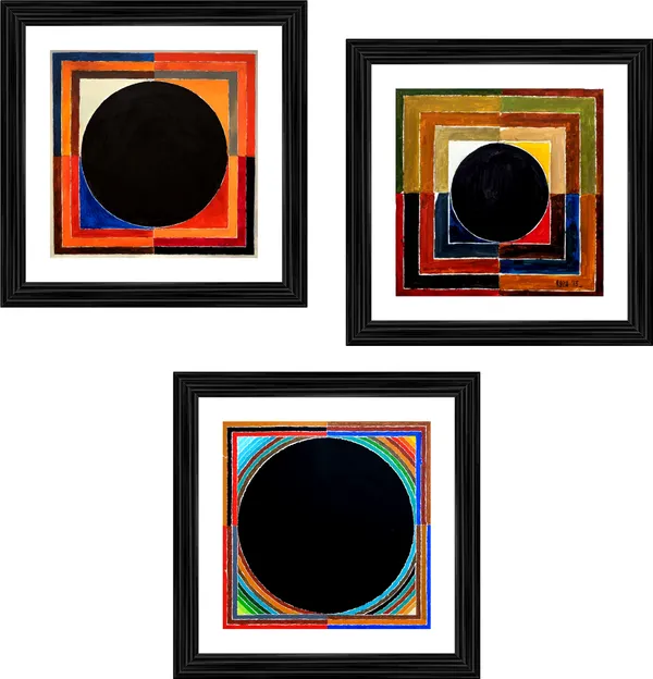 Bindu_Series-_Aarambha-__Paintings_by_S._H._Raza,_Wall_Decor,_Framed,_Set_of_3-_12"x12"_each,_Multicolor