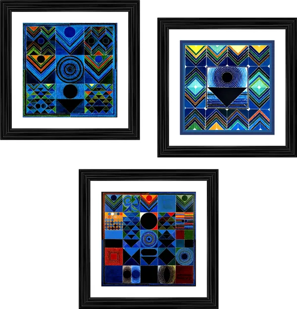 Prakriti_(The_Nature)-__Paintings_by_S._H._Raza,_Wall_Decor,_Framed,_Set_of_3-_12"x12"_each,_Multicolor
