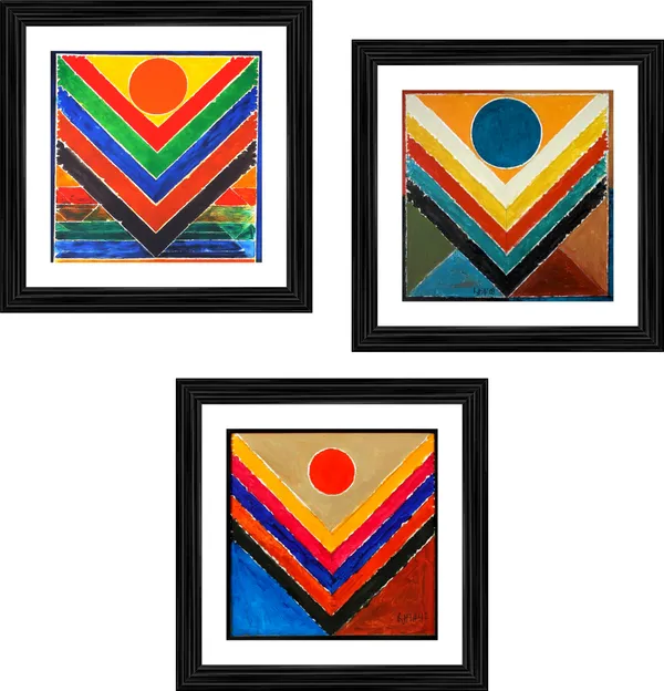 Panchtatva_(Five_Elements)-__Paintings_by_S._H._Raza,_Wall_Decor,_Framed,_Set_of_3-_12"x12"_each,_Multicolor