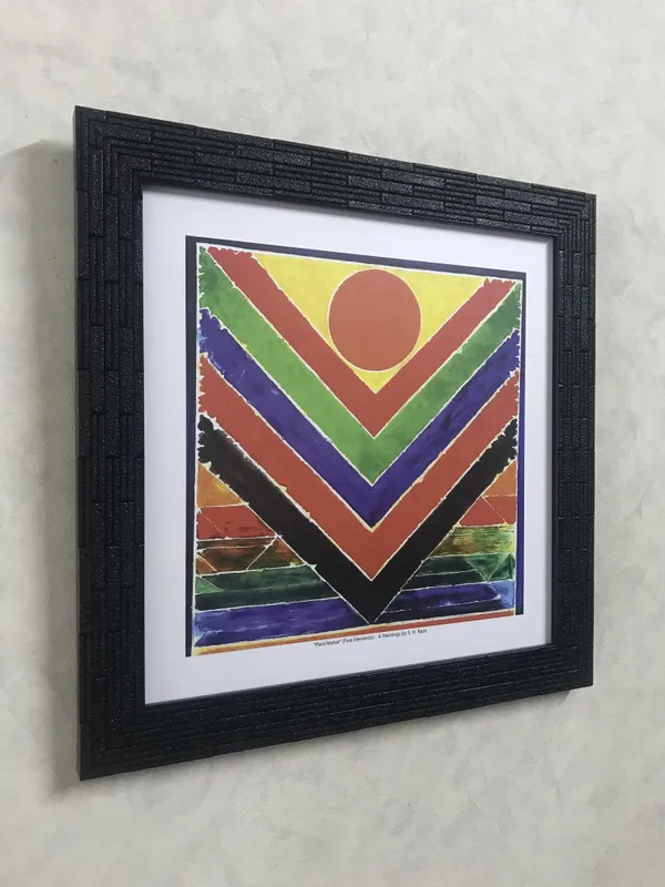 Panchtatva_(Five_Elements)-__Paintings_by_S._H._Raza,_Wall_Decor,_Framed,_Set_of_3-_12"x12"_each,_Multicolor