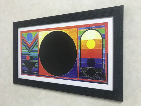 Surya_Namaskar-__Paintings_by_S._H._Raza,_Wall_Decor,_Framed,_Set_of_3-_12"x21"_each,_Multicolor