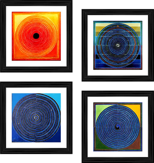 Bindu_Series-_Spandan-__Paintings_by_S._H._Raza,_Wall_Decor,_Framed,_Set_of_4-_12"x12"_each,_Multicolor