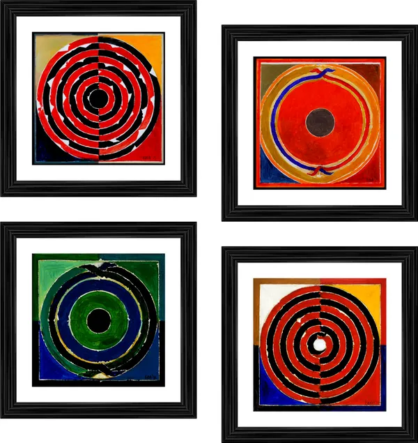 Bindu_Series-_Yugal_and_the_Sun-__Paintings_by_S._H._Raza,_Wall_Decor,_Framed,_Set_of_4-_12"x12"_each,_Multicolor