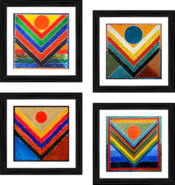 Panchtatva_(Five_Elements)-__Paintings_by_S._H._Raza,_Wall_Decor,_Framed,_Set_of_4-_12"x12"_each,_Multicolor