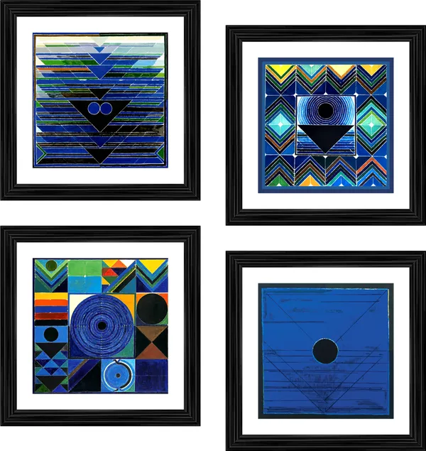 Pratikriti_(The_Reflection)-__Paintings_by_S._H._Raza,_Wall_Decor,_Framed,_Set_of_4-_12"x12"_each,_Multicolor