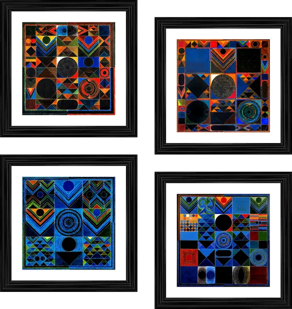 Prakriti_(The_Nature)-__Paintings_by_S._H._Raza,_Wall_Decor,_Framed,_Set_of_4-_12"x12"_each,_Multicolor