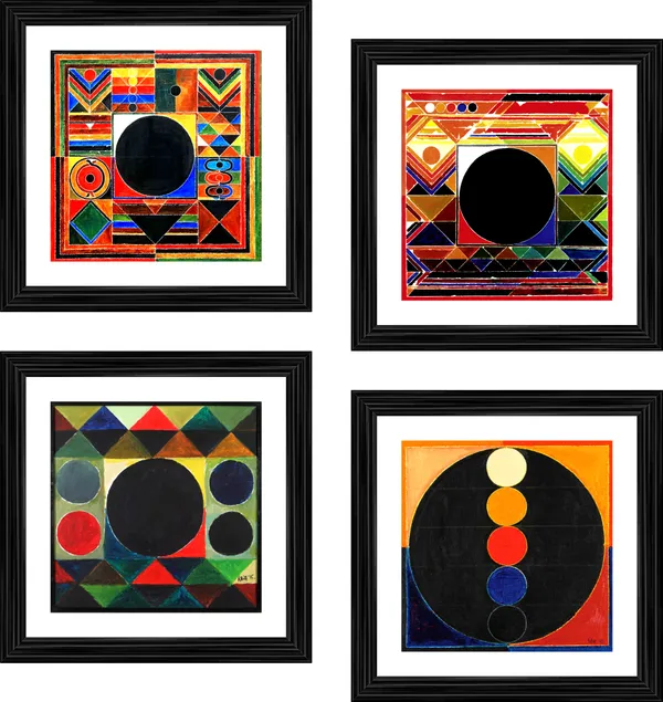 Bindu_Series-_Aarambh-__Paintings_by_S._H._Raza,_Wall_Decor,_Framed,_Set_of_4-_12"x12"_each,_Multicolor