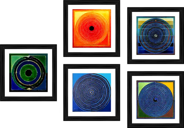 Bindu_Series-_Spandan-__Paintings_by_S._H._Raza,_Wall_Decor,_Framed,_Set_of_5-_12"x12"_each,_Multicolor