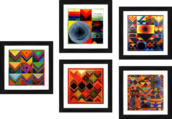 Shrishti_(The_Universe)-__Paintings_by_S._H._Raza,_Wall_Decor,_Framed,_Set_of_5-_12"x12"_each,_Multicolor