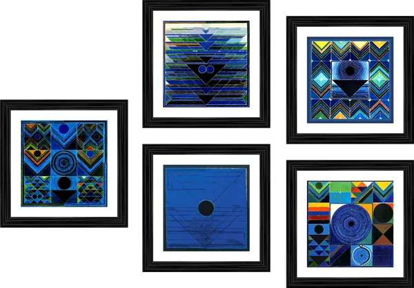 Pratikriti_(The_Reflection)-__Paintings_by_S._H._Raza,_Wall_Decor,_Framed,_Set_of_5-_12"x12"_each,_Multicolor