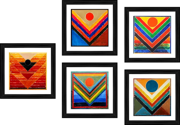 Panchtatva_(Five_Elements)-__Paintings_by_S._H._Raza,_Wall_Decor,_Framed,_Set_of_5-_12"x12"_each,_Multicolor