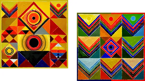 Kriti_(An_Act)-_Paintings_by_S._H._Raza,_Wall_Decor,_Framed_Canvas,_Set_of_2-_15"x15"_each,_Multicolor