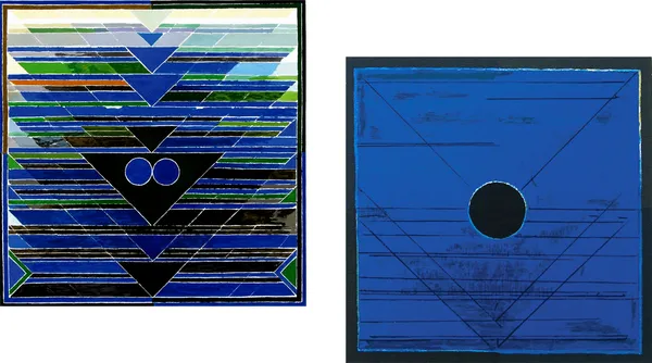 Deep_and_Bindu_(Ujala)-_Paintings_by_S._H._Raza,_Wall_Decor,_Framed_Canvas,_Set_of_2-_15"x15"_each,_Multicolor