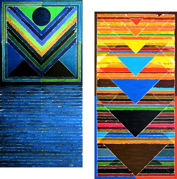 Ankuran_and_Pooja-_Paintings_by_S._H._Raza,_Wall_Decor,_Framed_Canvas,_Set_of_2,_Multicolor
