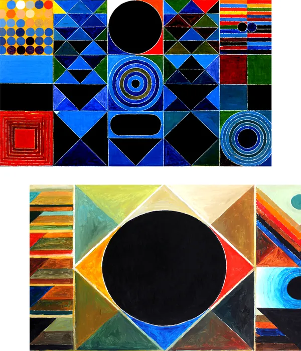 The_Gestation_and_the_Germination-_Paintings_by_S._H._Raza,_Wall_Decor,_Framed_Canvas,_Set_of_2,_Multicolor