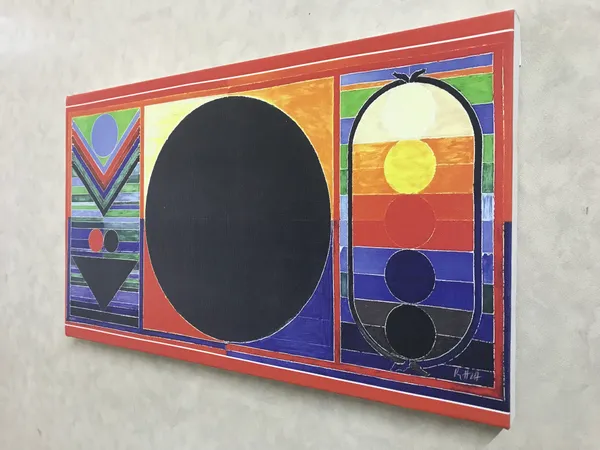 Surya_Namaskar-_Paintings_by_S._H._Raza,_Wall_Decor,_Framed_Canvas,_Set_of_2,_Multicolor
