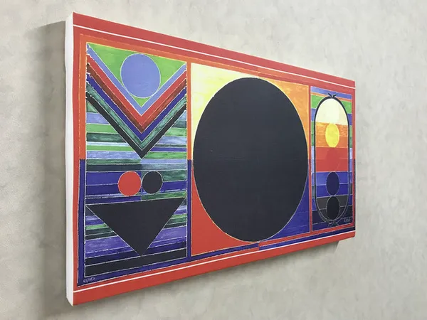 Surya_Namaskar-_Paintings_by_S._H._Raza,_Wall_Decor,_Framed_Canvas,_Set_of_2,_Multicolor